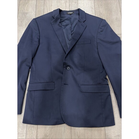 LOT OF 2 EXPRESS EXTRA SLIM CHARCOAL NAVY WOOL TWEED SPORT COAT JACKET SZ 40S - Picture 14 of 16